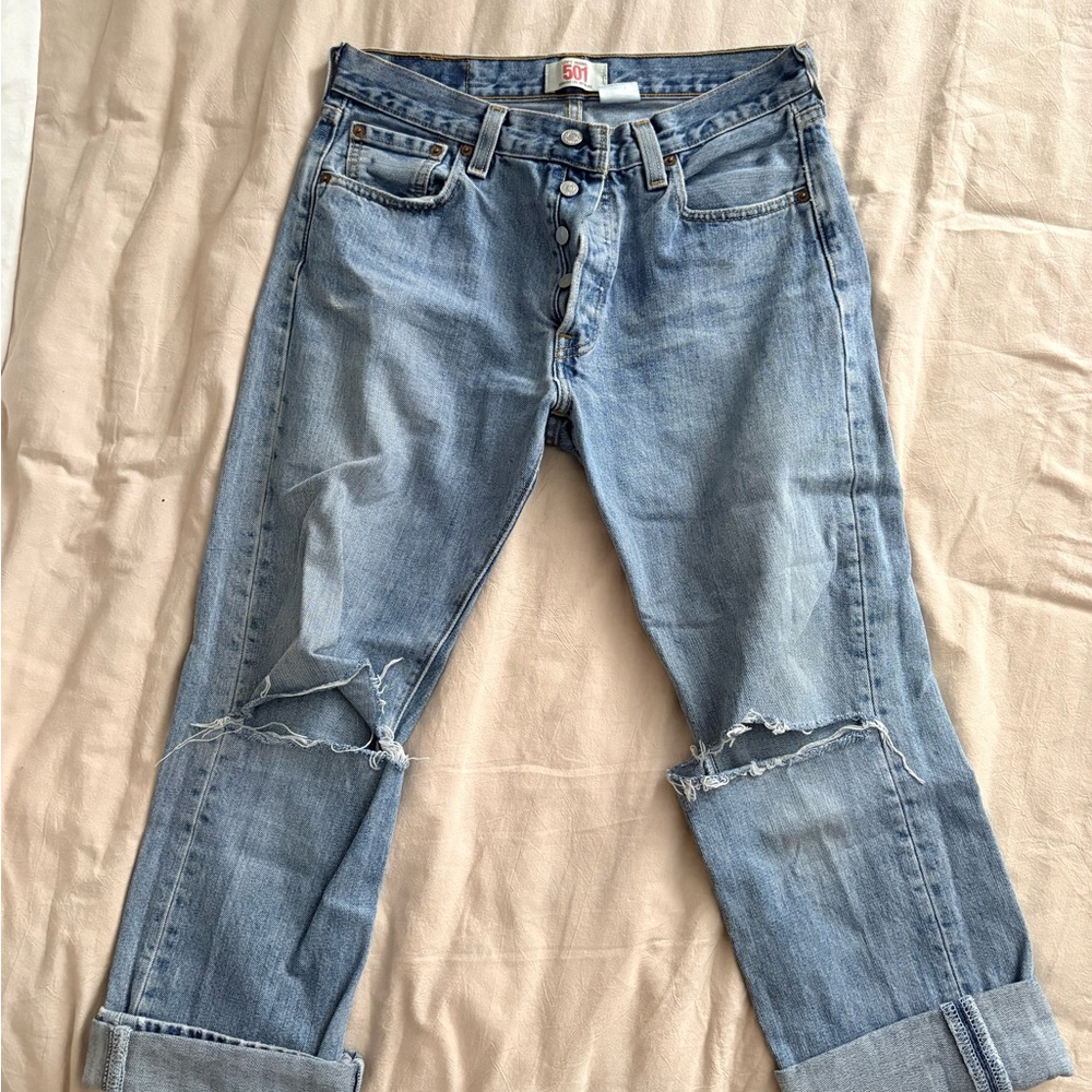 Levi's Light Blue Distressed Boyfriend Jeans